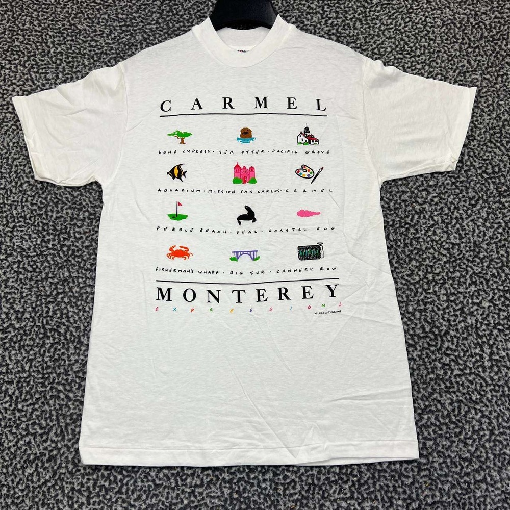 Vintage Carmel Monterey Shirt Men Medium Hanes Beefy Short Sleeve Deadstock New